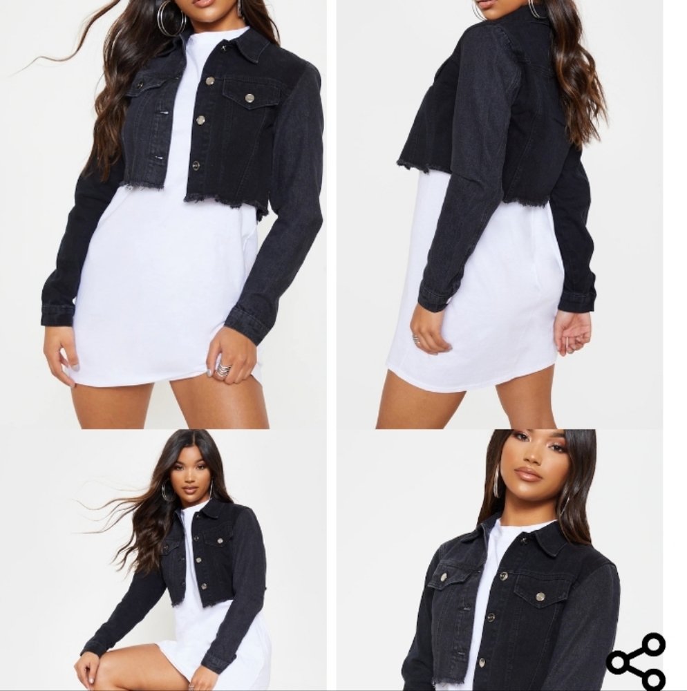 Black Cropped Denim Jacket